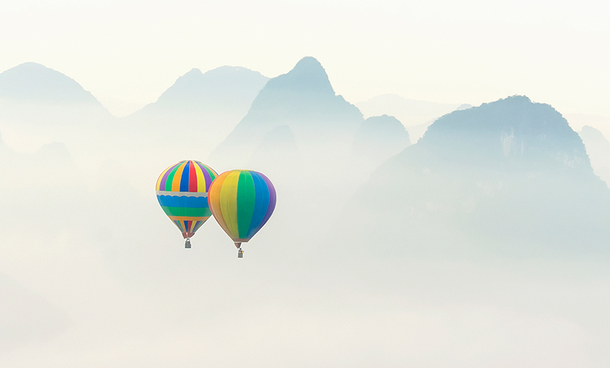 Two hot balloons in the sky