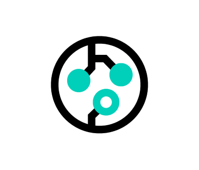 Circular icon with connected green dots