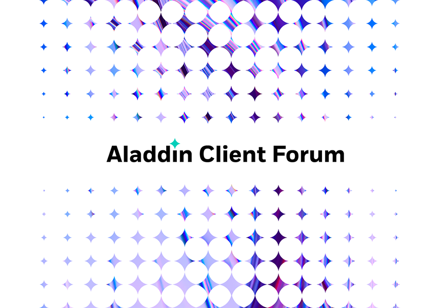 Aladdin Client Forum on a sparkle kaleidoscope background